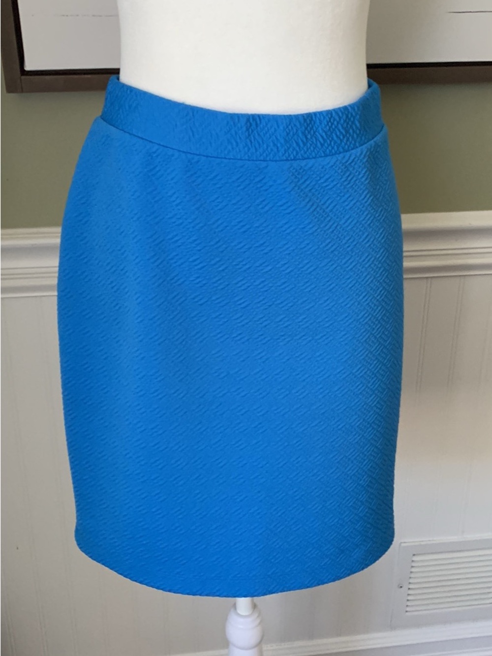 LOFT Bright Blue Textured Pencil Skirt